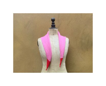 NEW Neckerchief in Lambswool “Parson’s Pink + Poppy” (un-felted) - Image 4